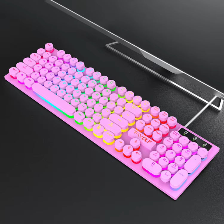 T-Wolf T80 Mechanical-Feel Gaming Keyboard - RGB LED Backlit