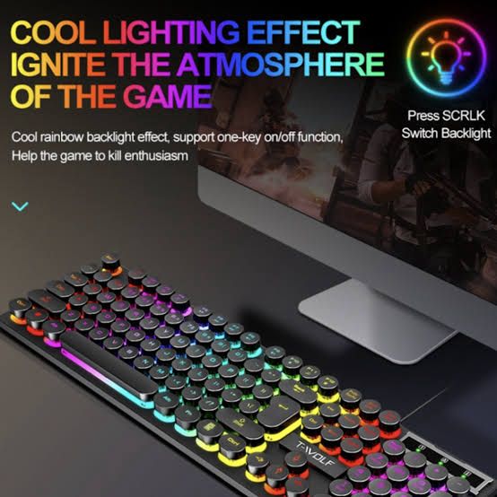 T-Wolf T80 Mechanical-Feel Gaming Keyboard - RGB LED Backlit
