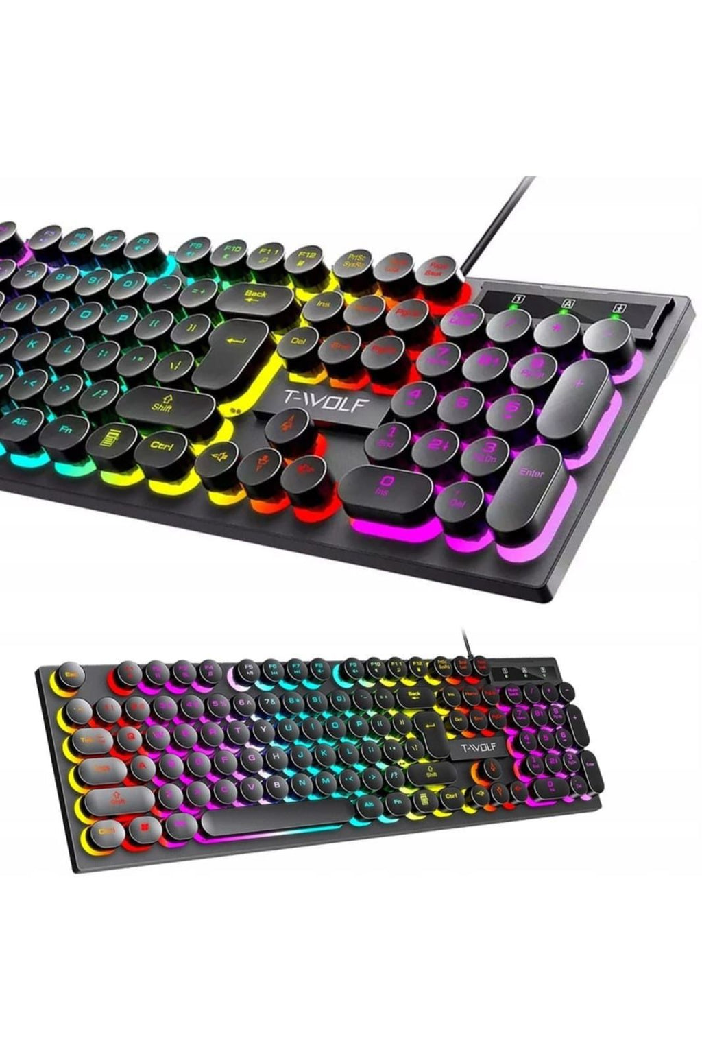 T-Wolf T80 Mechanical-Feel Gaming Keyboard - RGB LED Backlit